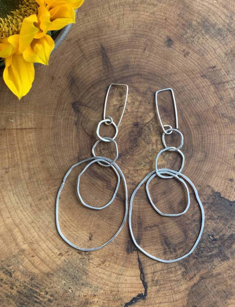 multi silver circles earrlings