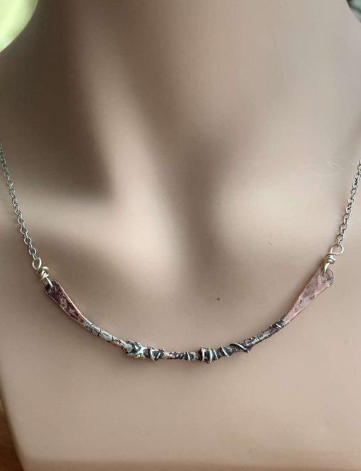 mixed metal bar necklace