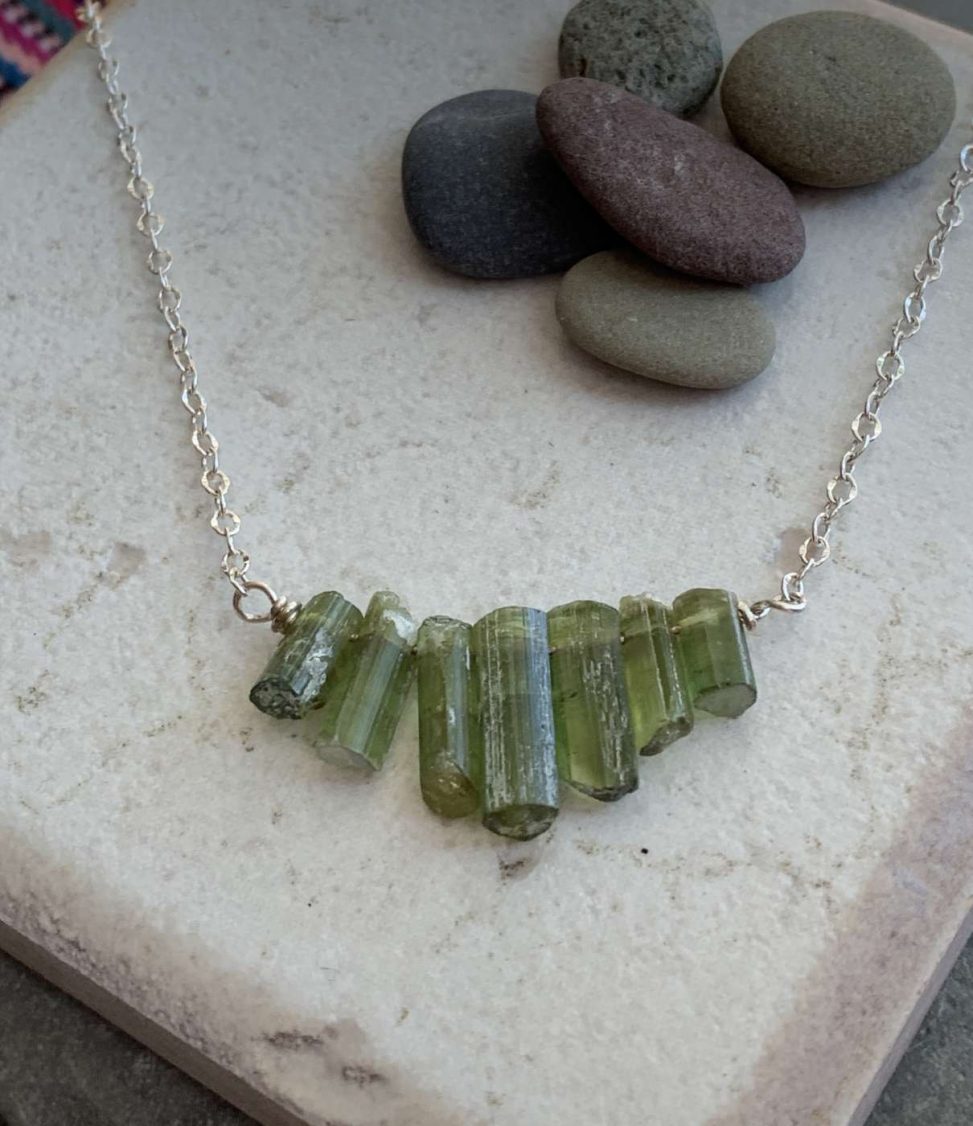 raw green tourmaline necklace