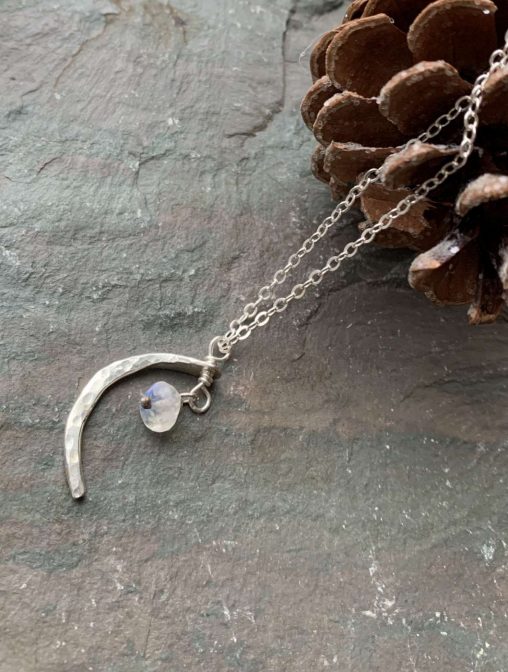 silver crescent moon necklace