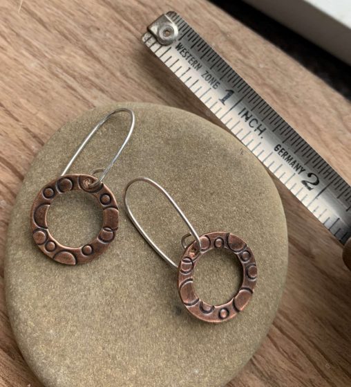 stamped copper earrings