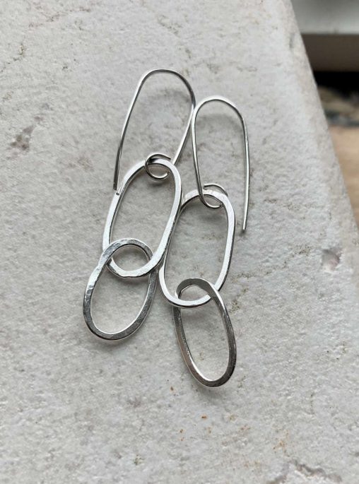 silver paper clip link earrings