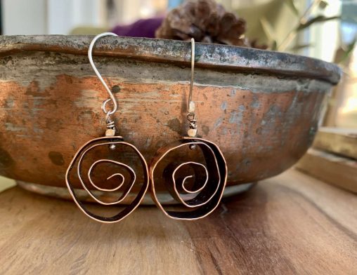 copper swirl earrings