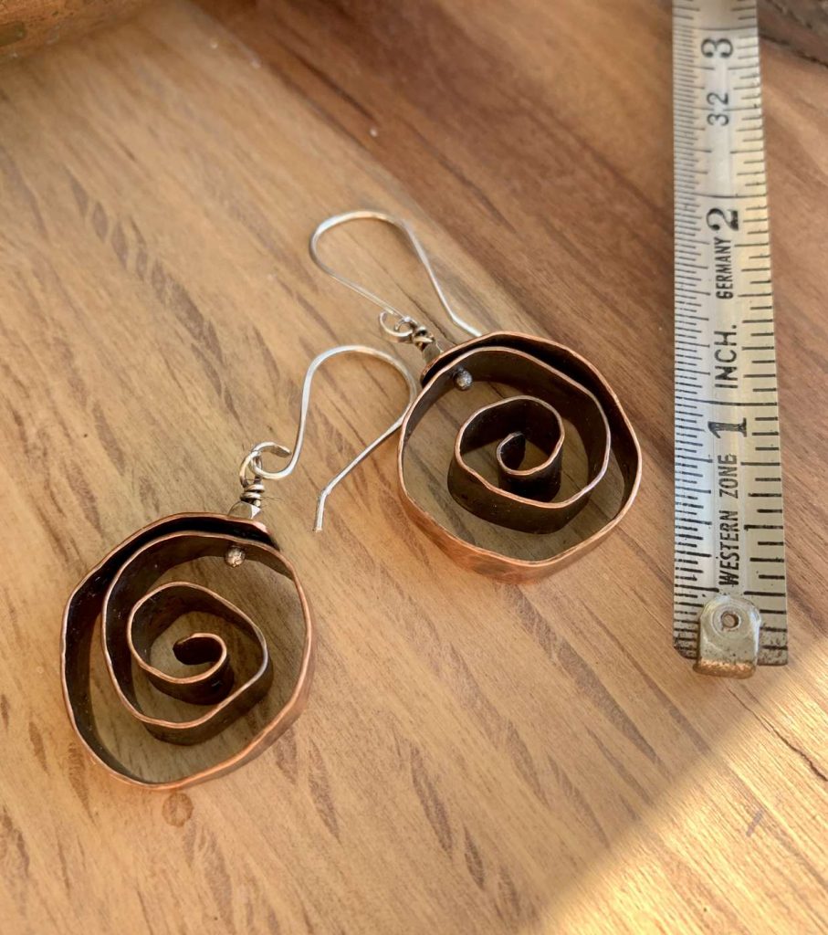 copper swirl earrings